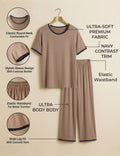 Skin black Round Neck Plazzo PJ Set