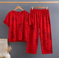 Red Ring Printed Capri Night Suit