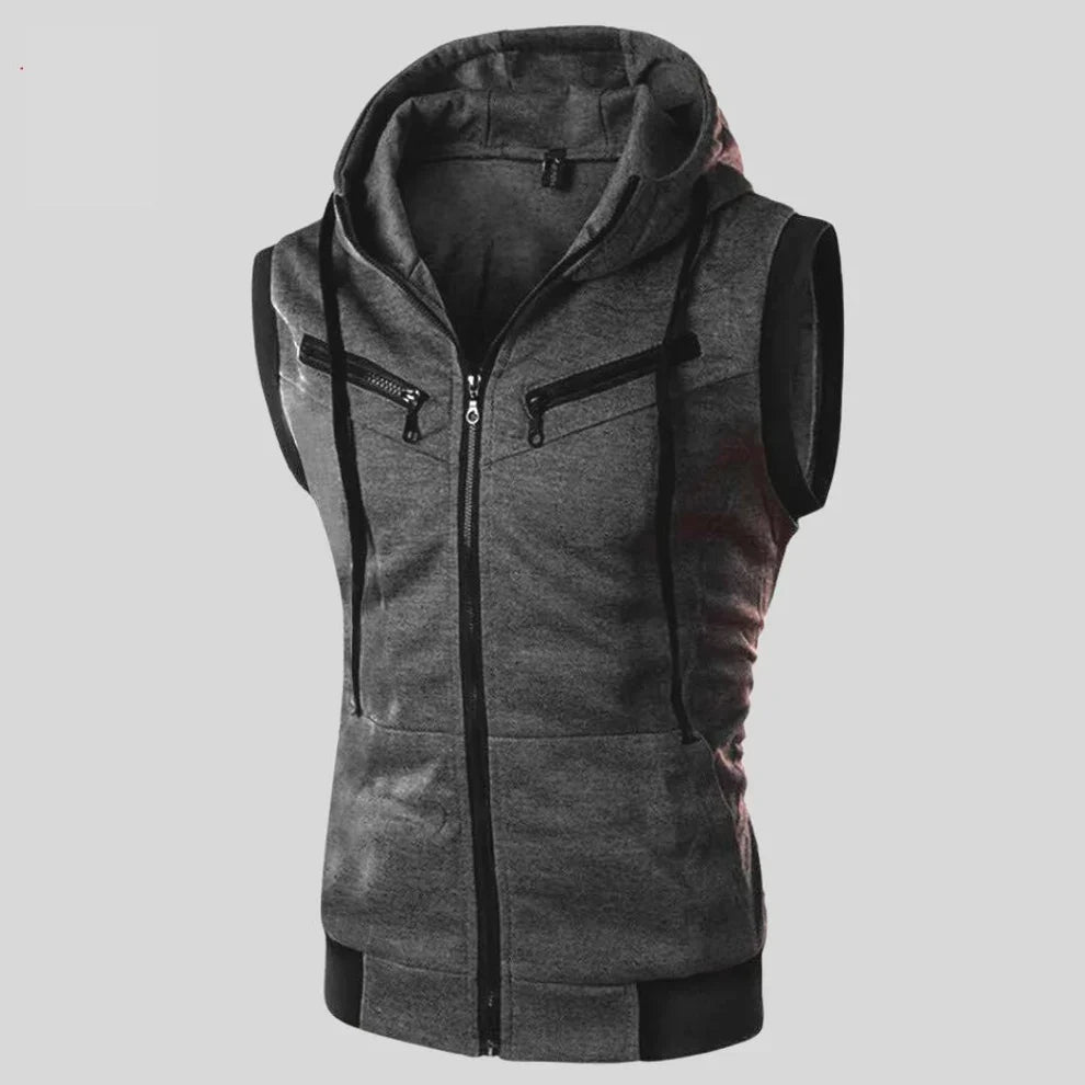 Sleeveless Zipper Hoodie - Charcoal