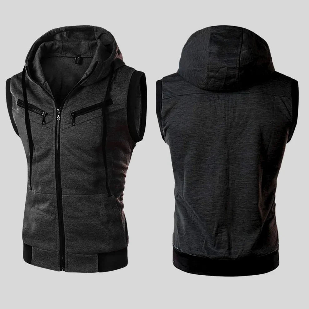 Sleeveless Zipper Hoodie - Charcoal