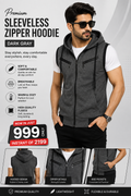 Sleeveless Zipper Hoodie - Charcoal
