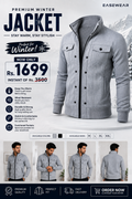Grey Modern Style Zipper Jacket For Men