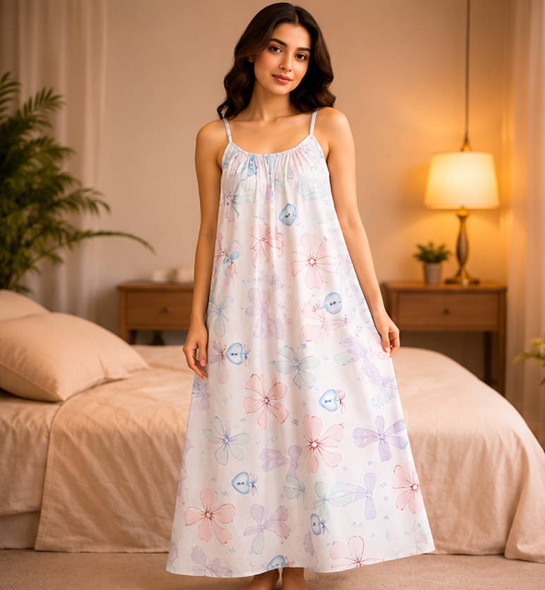 Back Flow Night Suit (White Princess Ribon)