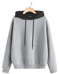 Grey With Black Basic Kangaroo Hoodie