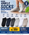 Premium Ankle Socks – Pack of 6 (Mixed Colors)