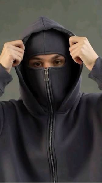 Balaclava Ninja Hoodie in Black